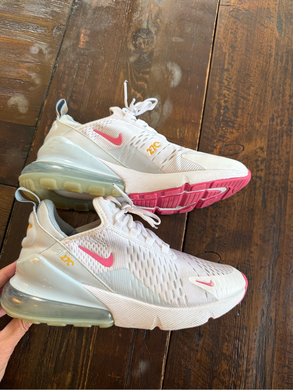 Nike Kids White Sneakers with Pink Accents